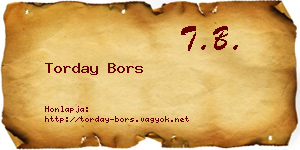 Torday Bors névjegykártya